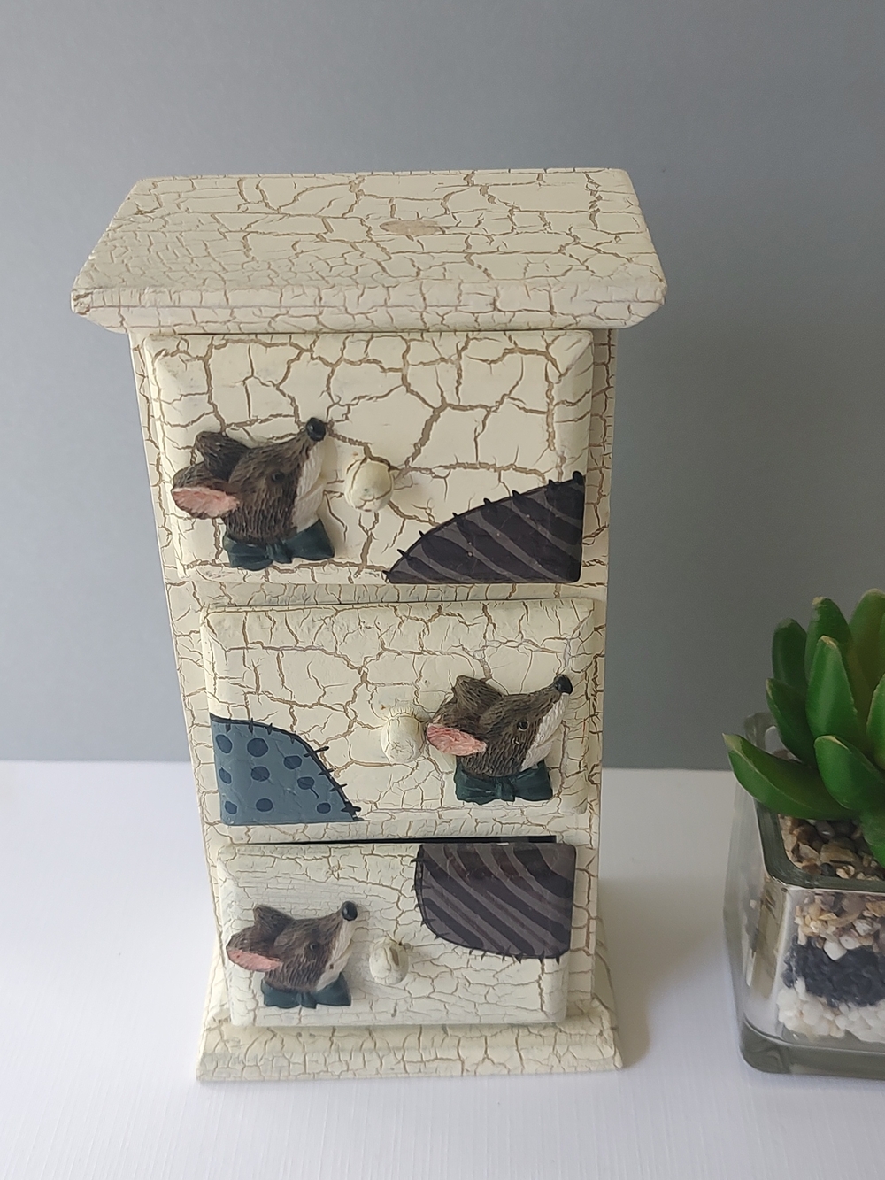 Decorative Small Wooden Jewelry Boxes Vintage Looking Mouse 🐭